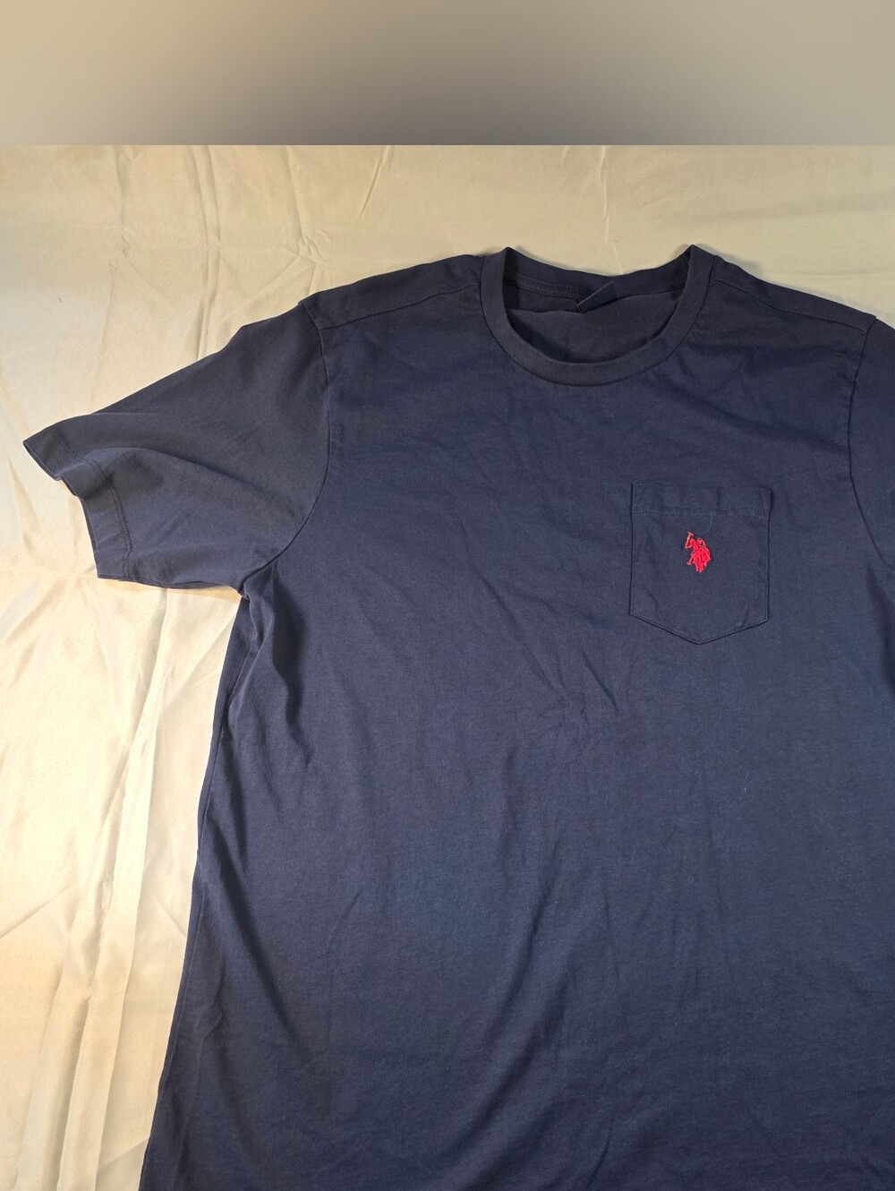 U.S. Polo Assn. Navy Short-Sleeve Pocket Tee with Red Logo
